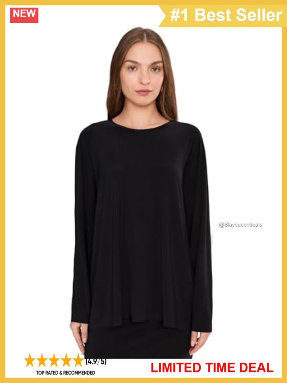 Oversized Long Sleeve Top Crew Neck Thumbhole Heavyweight